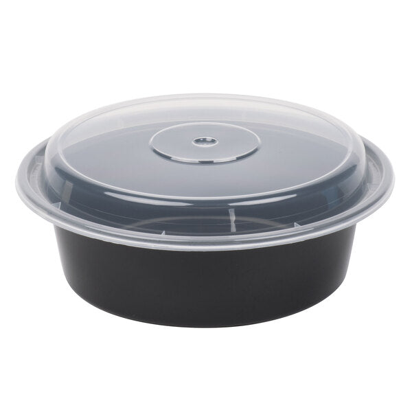 Plastic Food Container With Lids (Inner) Black Botem Clear Top  150 Sets