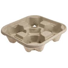 Coffee cup holder 4 cup carrier biodegradable pulp fiber 300 pcs